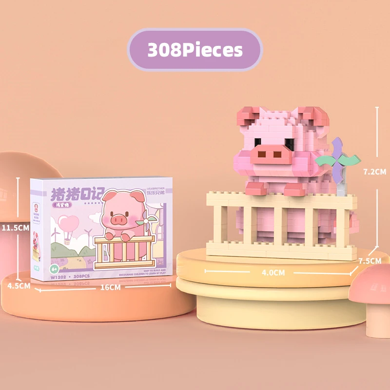 Дневник свиньи, домашнее животное, 3D мини-бриллиантовые блоки, кирпичи, сделай сам, животное, милая модель свиньи, микро строительные блоки, игрушка для раннего обучения, детская игрушка, домашний декор