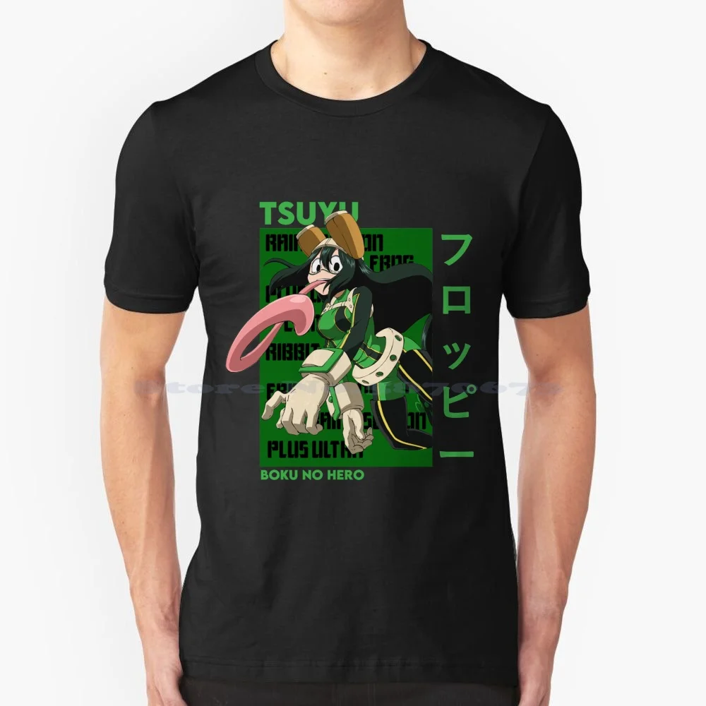 Tsuyu Asui T Shirt 100% Cotton Tee Tsuyu Asui Froppy Frog Green Rainy Season Plus Ultra Hero My Academia Boku No Ribbit Girl