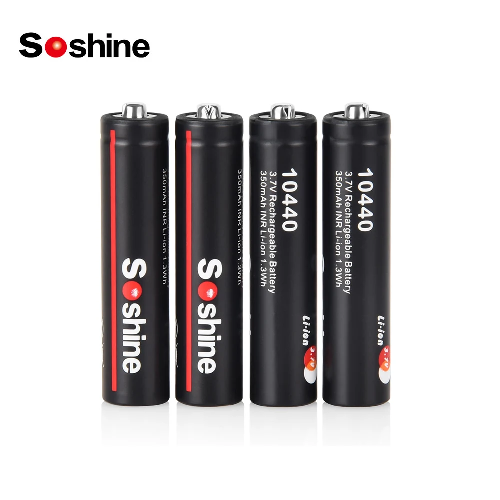 Soshine 350mAh 10440 AAA Li-ion Batteries 3.7V 350mAh Rechargeable Lithium AAA Battery for Microphone Headlamp Flashlight Radio