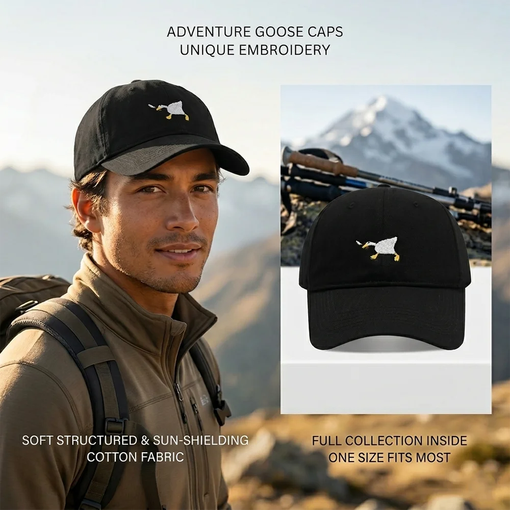 

Cute Embroidered Goose Baseball Cap for Women Casual Adjustable Summer Sun Protection Golf Cap Fashion Cartoon Animal Peaked Cap