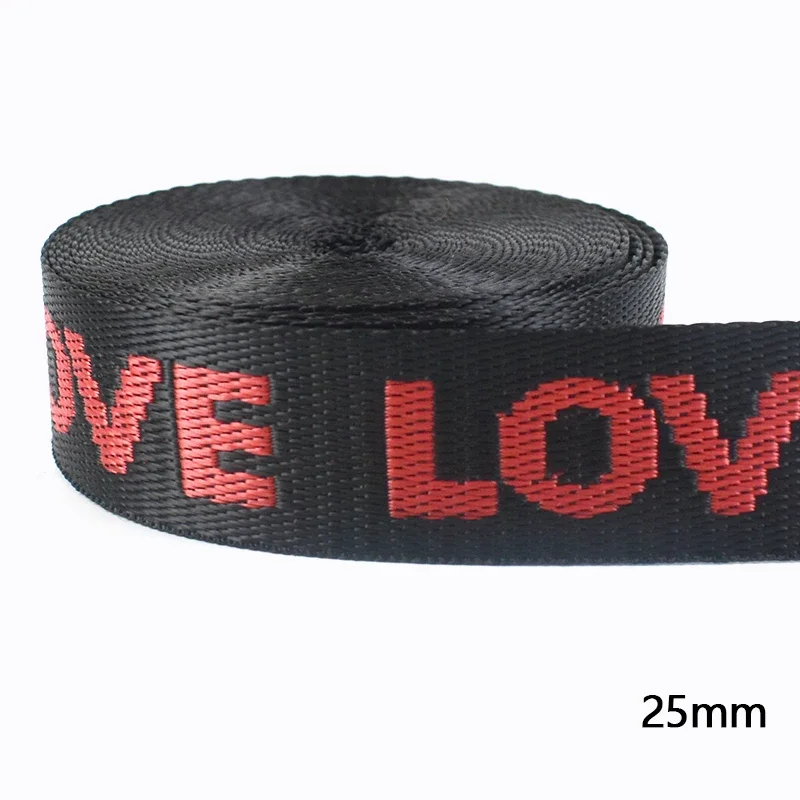5Yards 25/38mm Liebesbrief Gurt bänder Nylon Jacquard Bänder für Taschen Riemen Handtasche Gürtel Schräg bindung DIY Näh zubehör