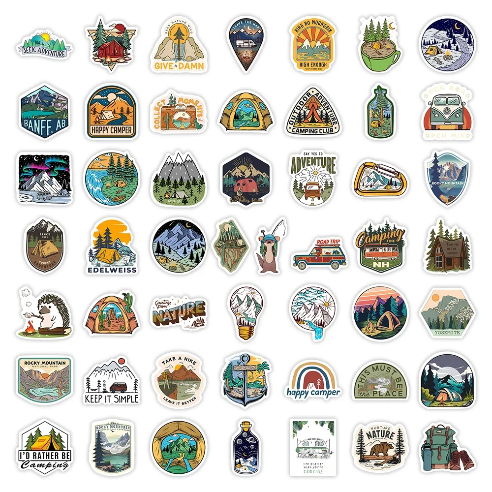 Outdoor Camping Stickers Forest Adventure DIY Toy Decorative Graffiti Decal for Phone Luggage Laptop Bottle Scrapbook Waterproof