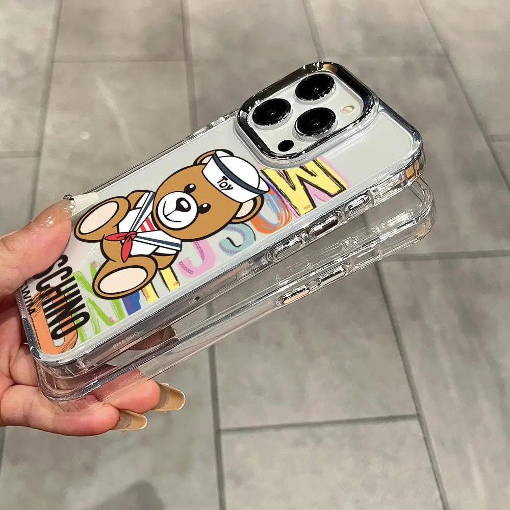 Funda para Teléfono Iphone 17 Air 16 15 14 13 12 11 Pro Max Plus, Diseño M-Moschino, Electrochapada, con Orificios Grandes, Carcasa Suave