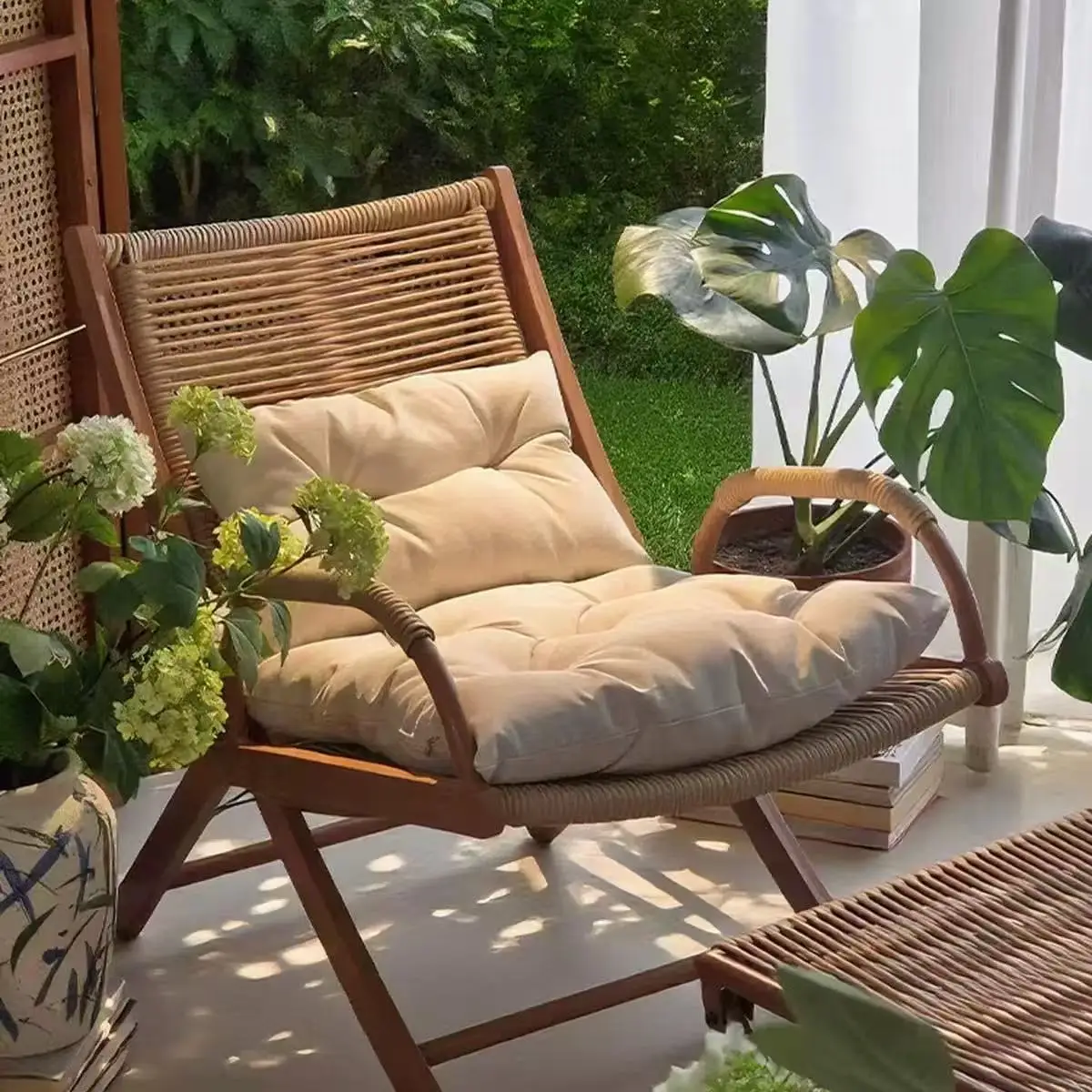 

#Wooden Chair, Lounger, Balcony Leisure Chair, Terrace Tea Table and Chair Set