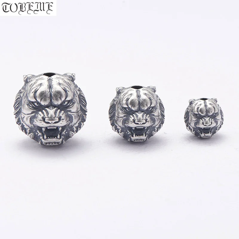 100% 925 Silver Power Tiger Beads Sterling Lucky Beast Loose Bead Jewelry Findings