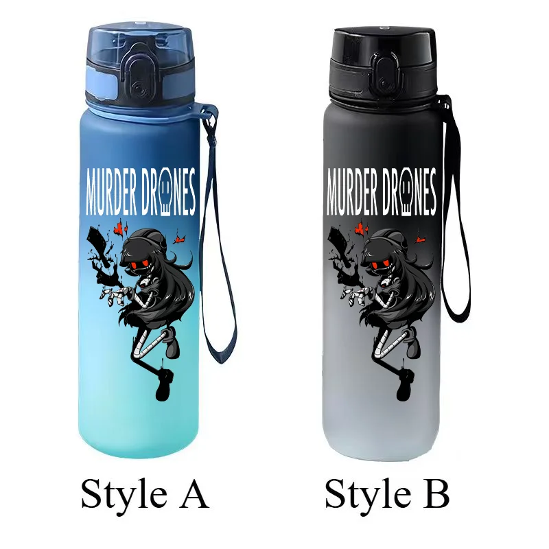Murder Drone Cartoon Gradient Water Bottle Flip Cap Portable Sports Water Cup with Lanyard Anime Fan Gift view 5