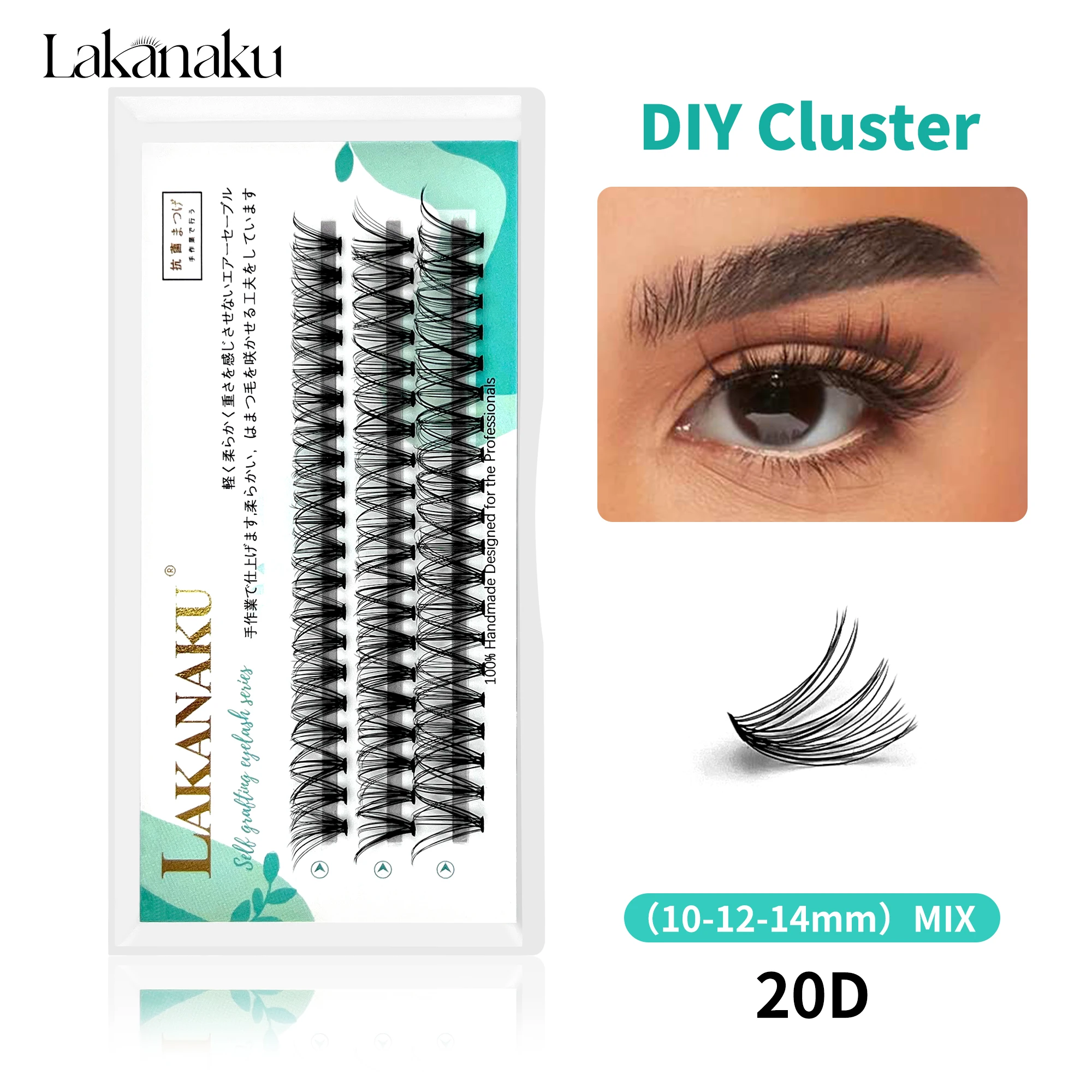 

Abonnie 3 Rows 20P/30P/40P Cluster Lashes Individual Lashes Natural Mixed Volume Lash Clusters Eyelashes DIY Eyelash Extension