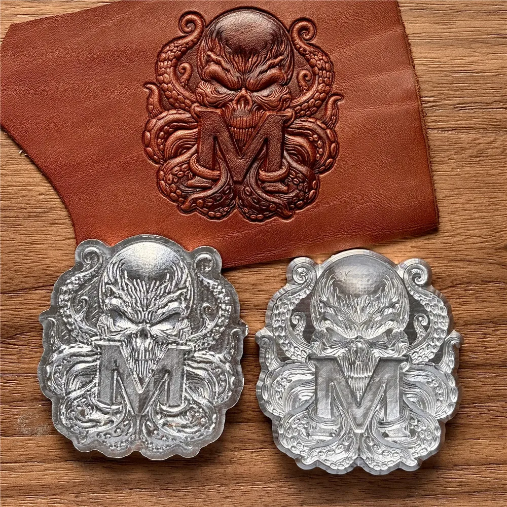 

3D Octopus Skull Leather Shaping Mold Aluminum Alloy Stamping Tool Leathercraft Carving Pressing Stamper Cold Hot Press
