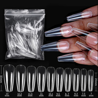Full Cover Sculpted Clear False Nail Tips Gel Nails Extension System Coffin False Fake Nail Tips DIY Practice Nail Manicure Tool