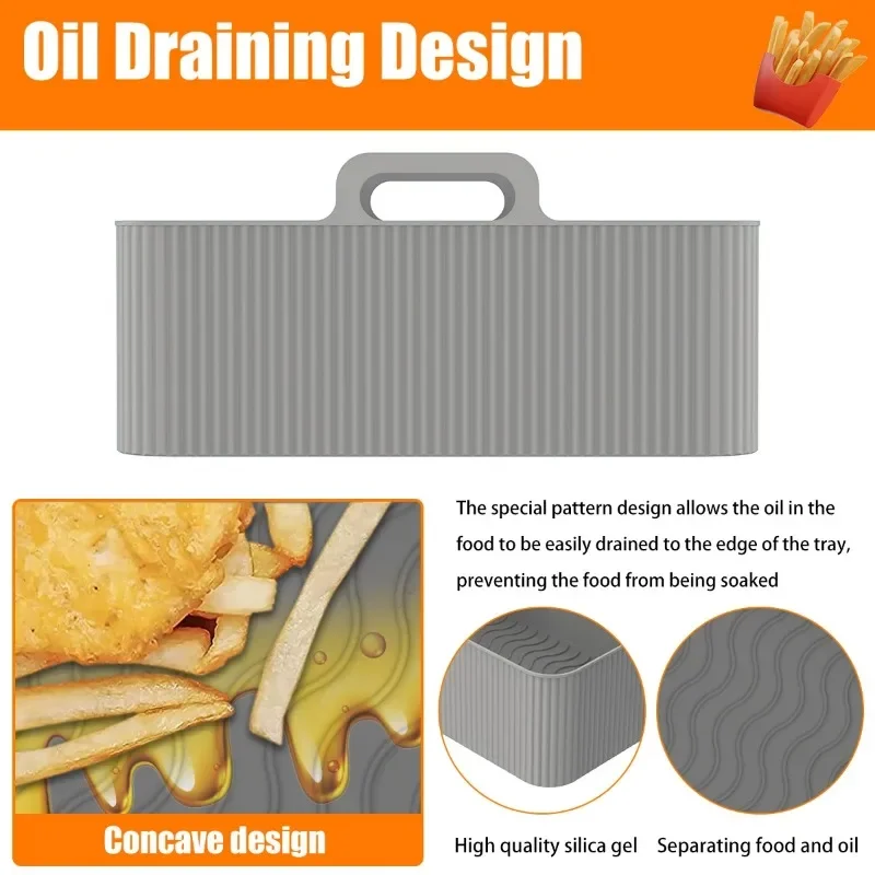 Air Fryer Silicone Pot Air Fryer Liner Heat Resistant Air Fryer Silicone Basket Rectangle Baking Pan for