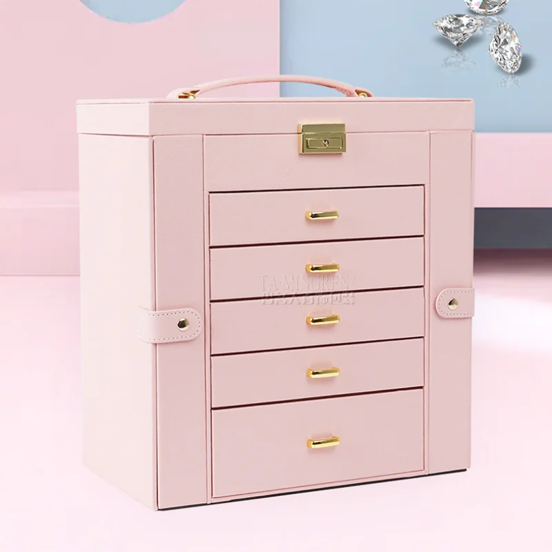6-layer Jewelry Storage Box  High-grade Earring Organizer Necklace Holder Big Display Case Ring Box