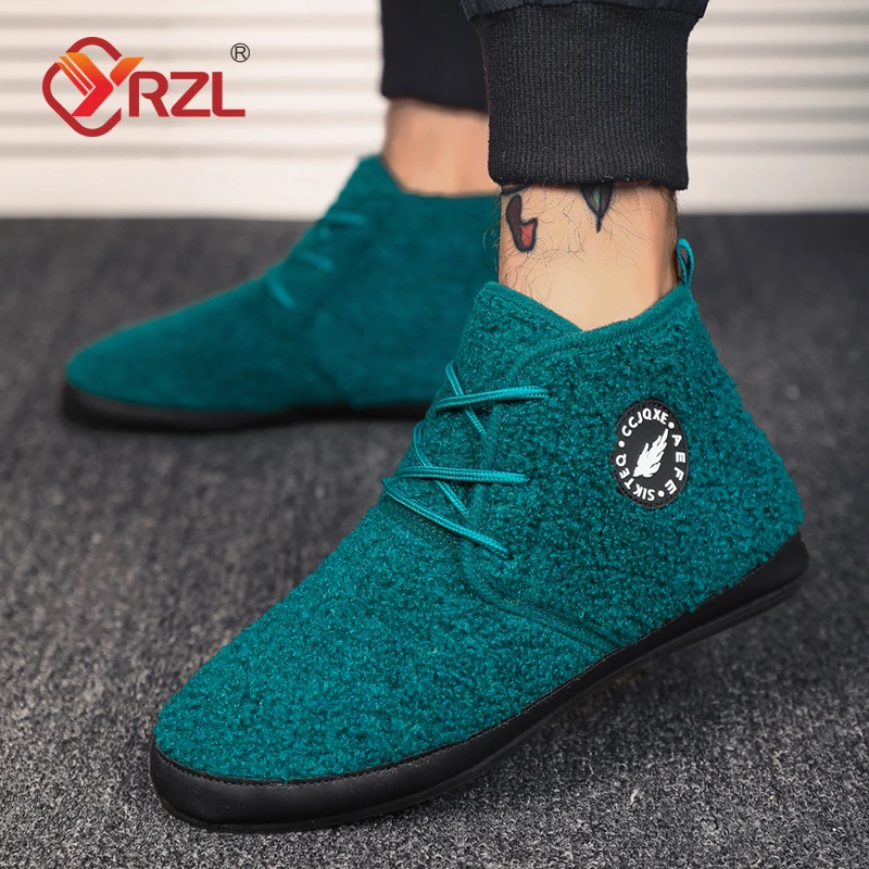 

YRZL Men's Casual Shoes Flats Boots Mens Shoes Winter House Slippers Indoor Warm Bedroom Cotton Shoes Indoor Lace Up Male Shoe