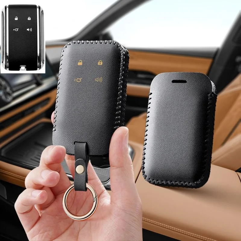 Auto-Smart-Fernbedienungs-Schlüsselanhänger aus Leder für Mazda EZ6 EZ6200 130 480 600 – Innenzubehör, Schutzhülle mit Kette – Detail 4
