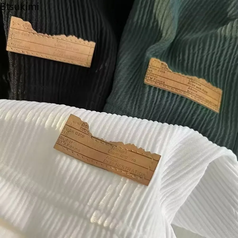 2025 Men Shorts Fashion Drawstring Pocket Solid Ribbed Summer Ultra-thin Casual Shorts Elastic Waist Men Sports Basketball Pants