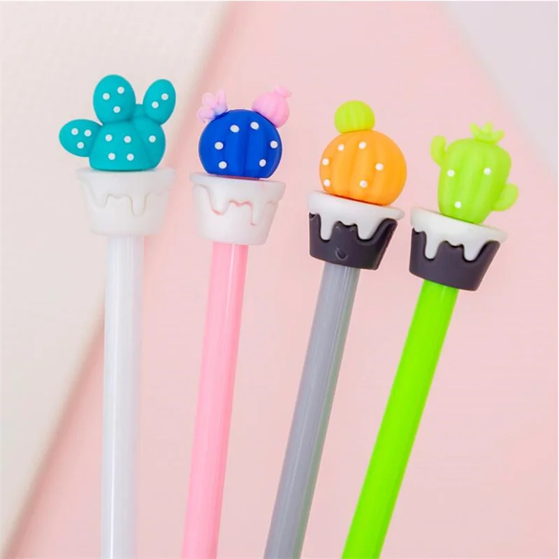 

60 pcs/lot Creative Cactus Gel Pen Cute 0.5 mm Black Ink Signature Pen School Office Writing Supplies Promotional Gifts