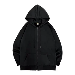 Yüksek Sokak Hoodie Erkekler Retro Zip Up Uzun Kollu Gevşek Ceket Mont Harajuku Rahat Gotik Kapşonlu Kazak Y2K streetwear