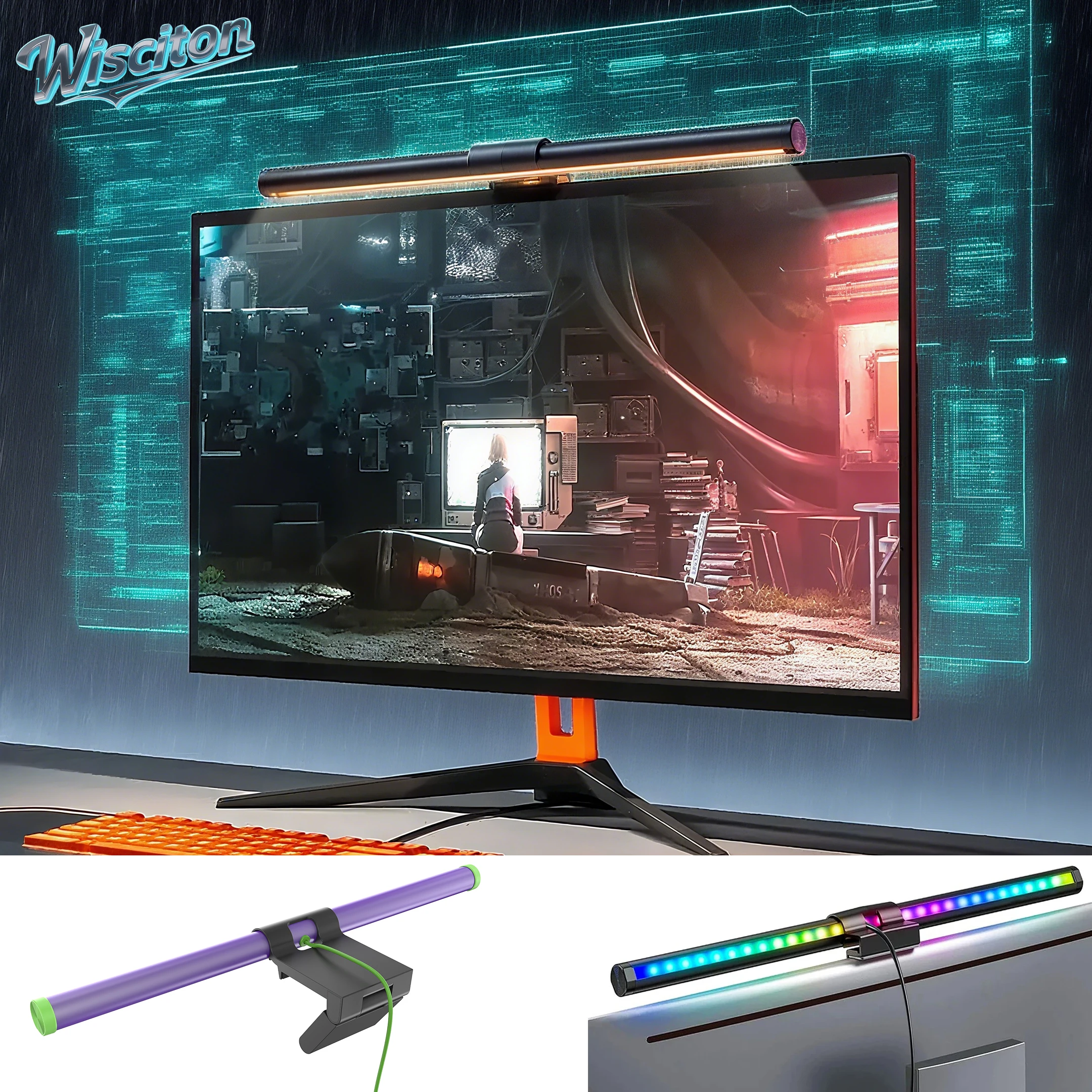 

Top Monitor Light Bar LED Liaht Bar Monitor Screen Hanging Light Stepless Dimmable Work Game Learning Light RGB Atmosphere Lamp