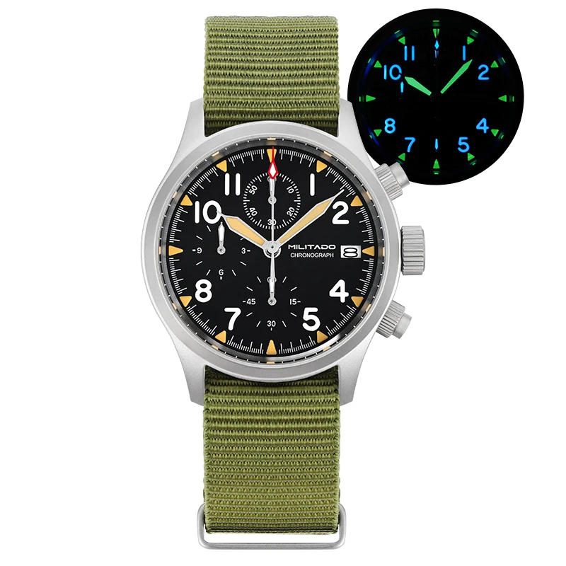 Militado ML1868KF Retro VK67 Quarz-Chronographenuhr, Edelstahlgehäuse, 3 Zifferblätter, wasserdicht, 100 m, Multifunktions-Militäruhr – Detail 26