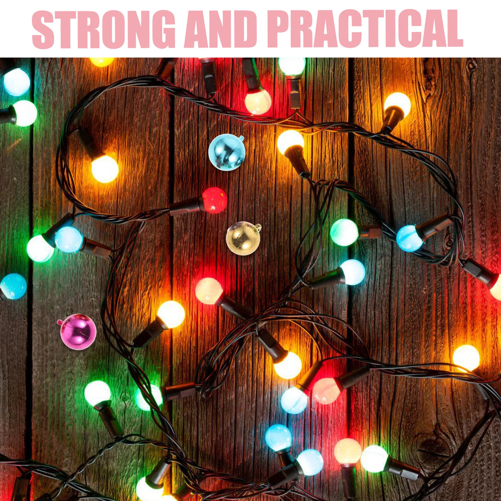 

100Pcs Mini Christmas Light Bulb Beads Colorful Plastic Craft DIY Pendant Ornaments for Tree Decor Jewelry Making Large Hole