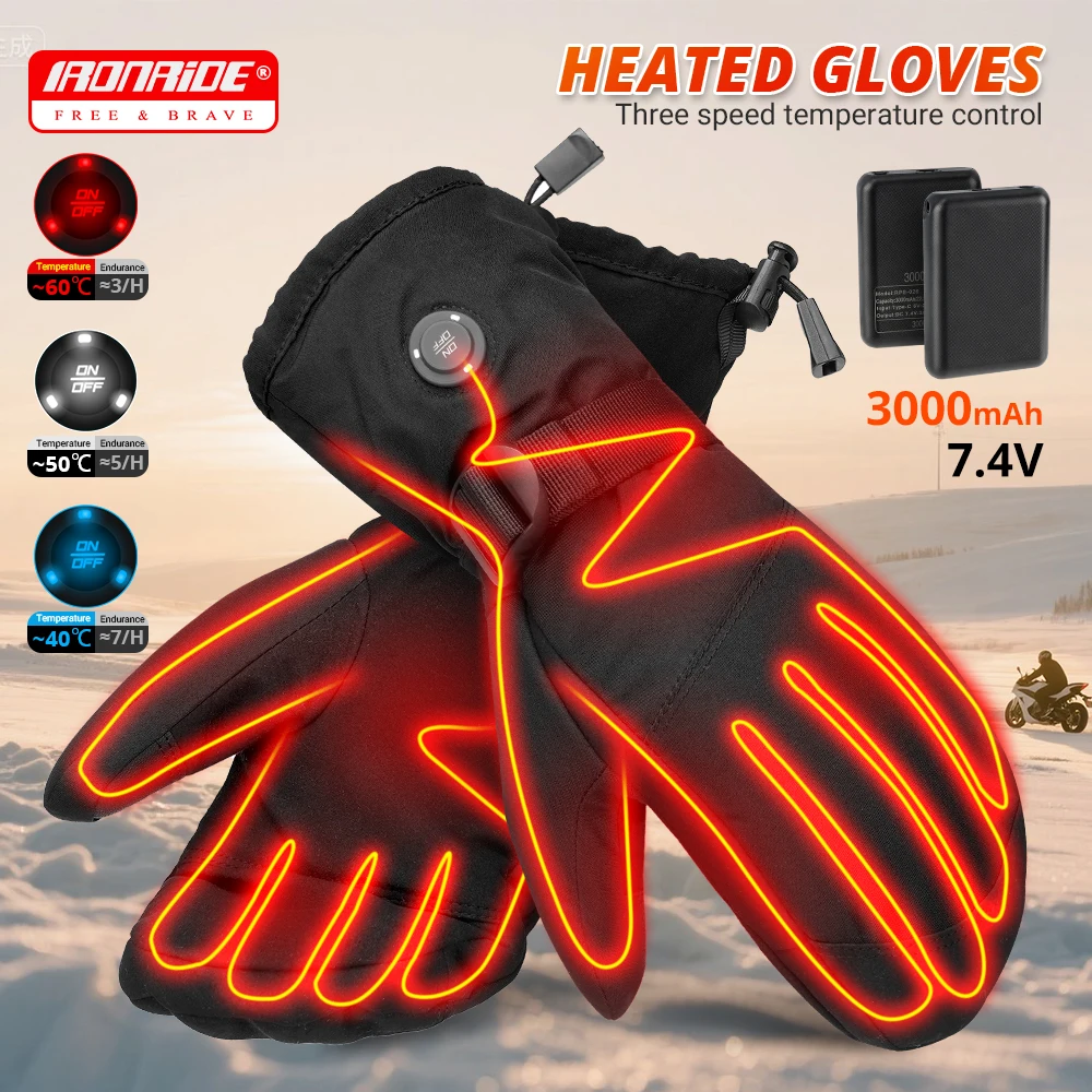 

Лыжные перчатки с подогревом 3000 мАч 7,4 В перезаряжаемые перчатки с электрическим подогревом зимние теплые перчатки с подогревом для занятий спортом на открытом воздухе