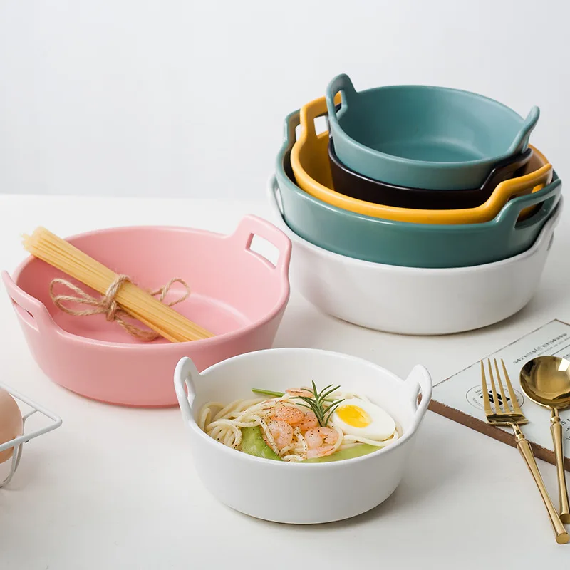 Factory Direct Compatible with Bowl Ceramic Nordic Bowl Single Cute Ceramic Creative Baking Bowl Home Baking