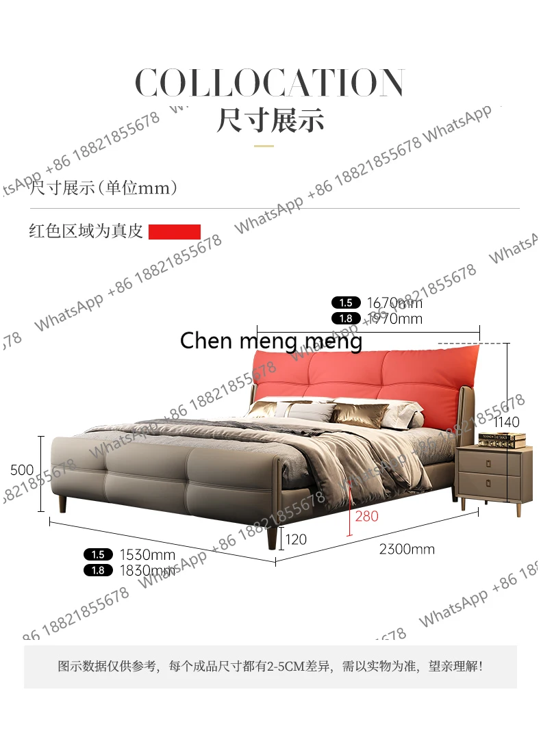 Modern Minimalist Double Bed Italian Retro Black Master Bedroom Luxury Frame Twin Size Modern Wood Bedroom Furniture