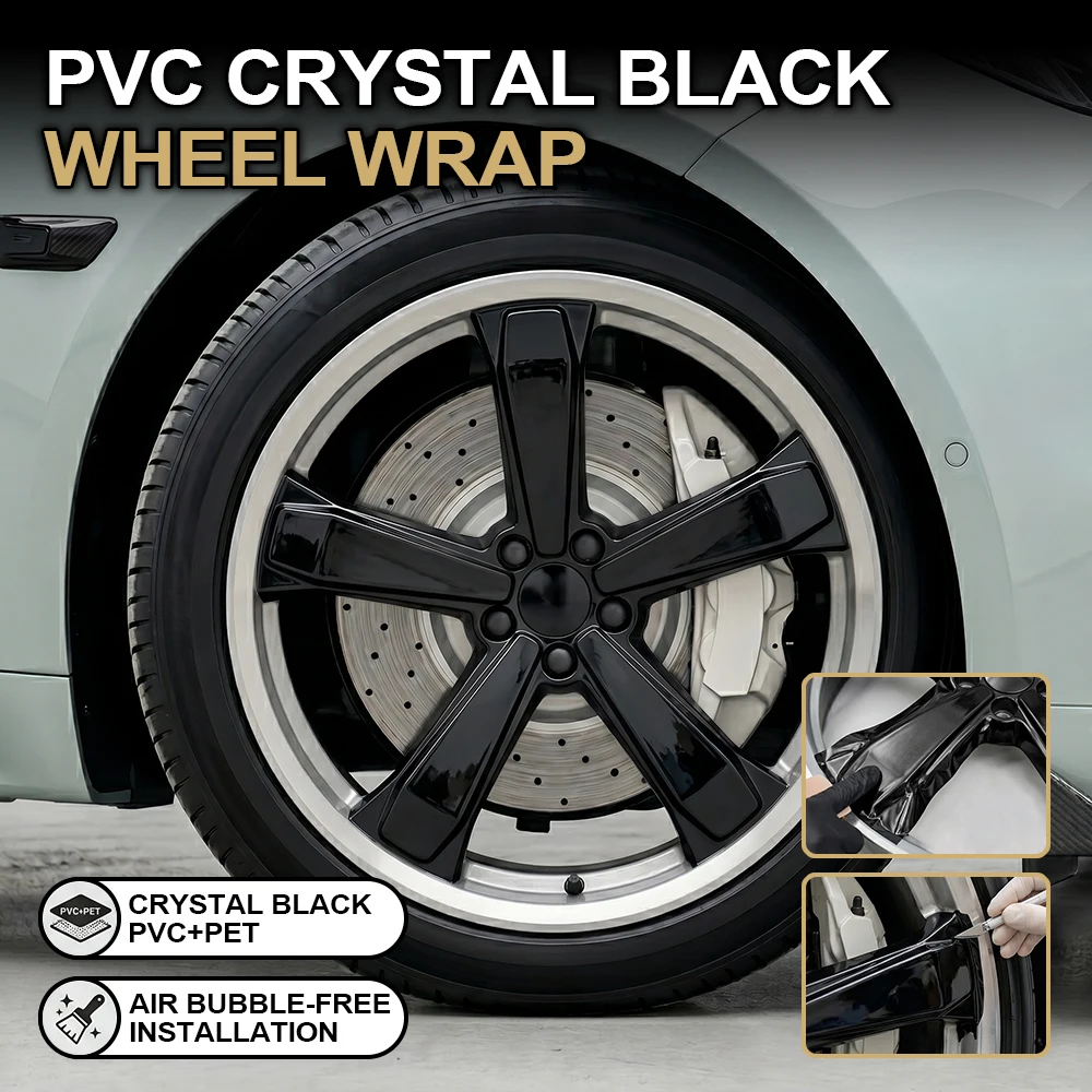 

Glossy Crystal Auto Vinyl Wrap Film Air Release Bubble Free High Temperature Resistant Car Wheel Hub Rims Spokes DIY Sticker