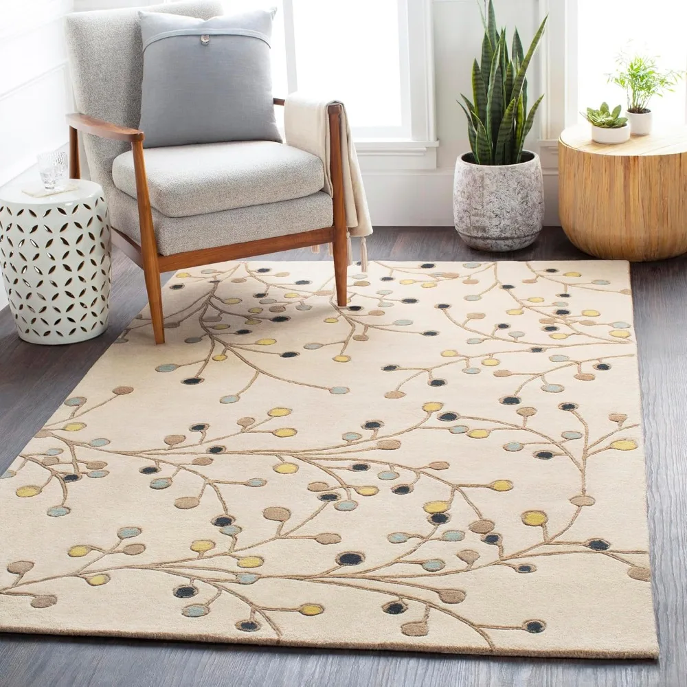 

Wool Rugs, 5' X 8', Handmade Carpet，Anti-staining, Easy To Clean，for Living Room, Bedroom or Kitchen,Customizable Carpet