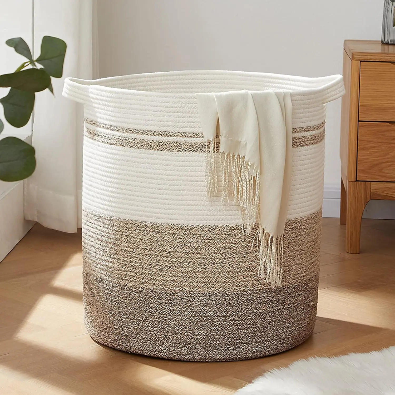 

80L Laundry Baskets Hamper with Handles,Decorative Basket for Living room,Woven Storage Basket for Toys Bin,Pillows, Blankets