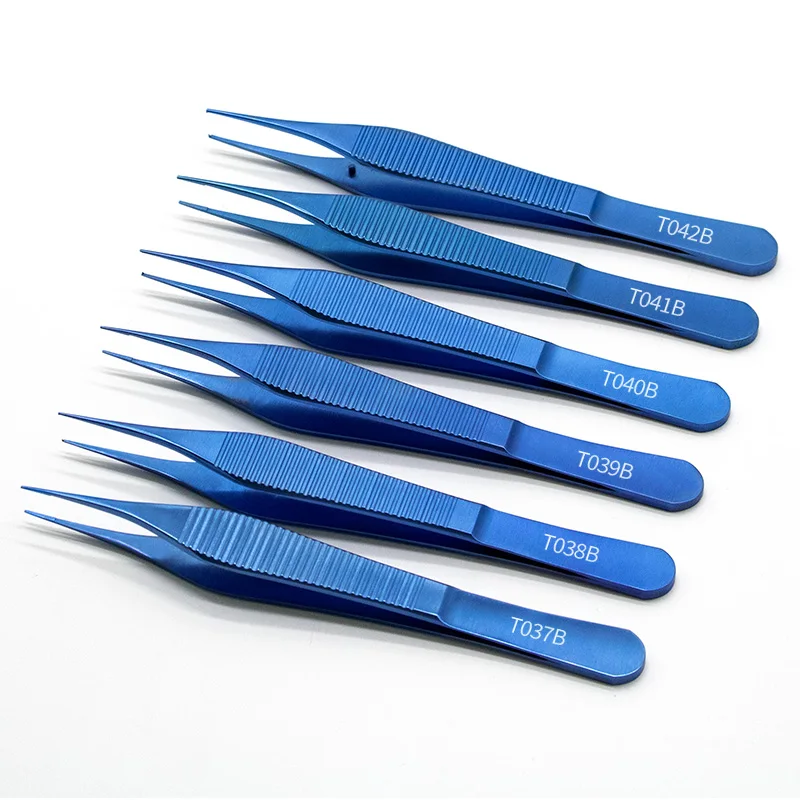 Titanium Ophthalmic Tweezers Are Used For Medical Plastic Double Eyelid Cosmetic Nose Surgery With Teeth And Hook Tweezers