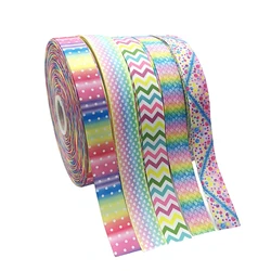 Nastro in gros-grain cartone animato da 25 mm 5 metri Tessuto arcobaleno per copricapo fai da te Abbigliamento Ornamenti Confezione regalo Decorazione di nozze artigianale