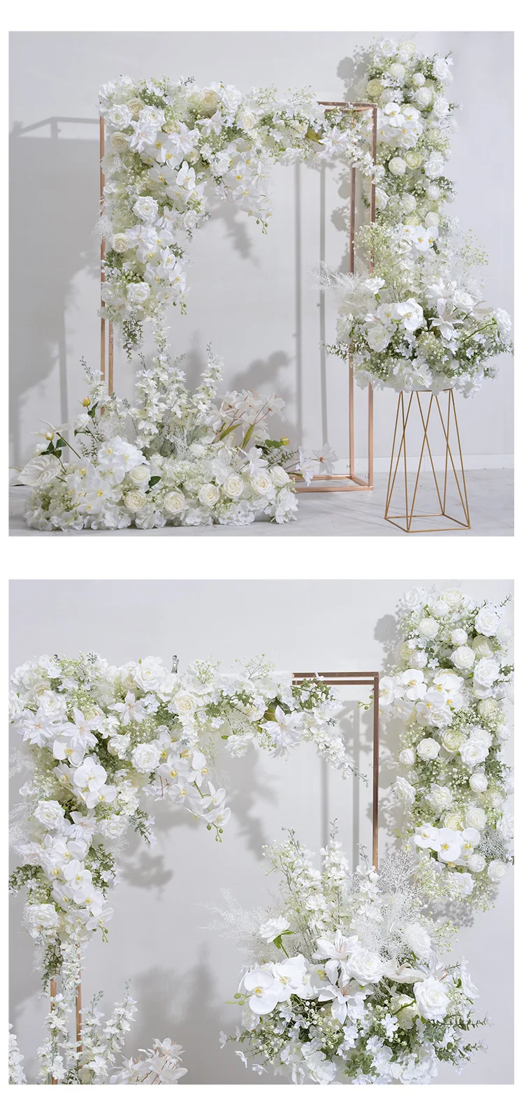 Künstliche Hortensien-Rosen-Schleierkraut-Blumenreihe Set Hochzeits-Hintergrund Tischdekoration Lange Blumen-Läufer Hängende Kunstblumen – Detail 5