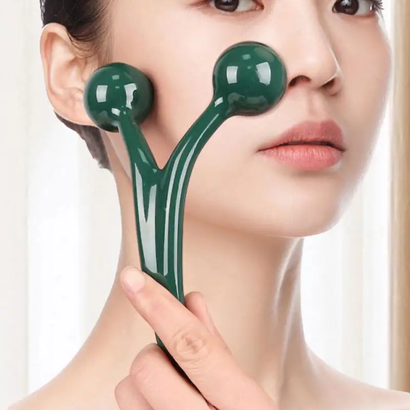 

Roller Massager For Face Y Shape Hand Held Face Massage Tool Solid Shoulder Acupoints Kneaded Facial Tool For Tension Feet Scalp