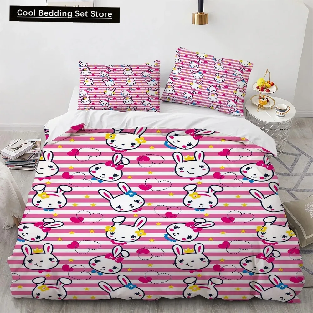 Cartoon Animals Toy Car Duvet Cover King Queen Lovely Frog Cat Rabbit Bedding Set for Kids Wildlife 23pcs Polyester Quilt Cover