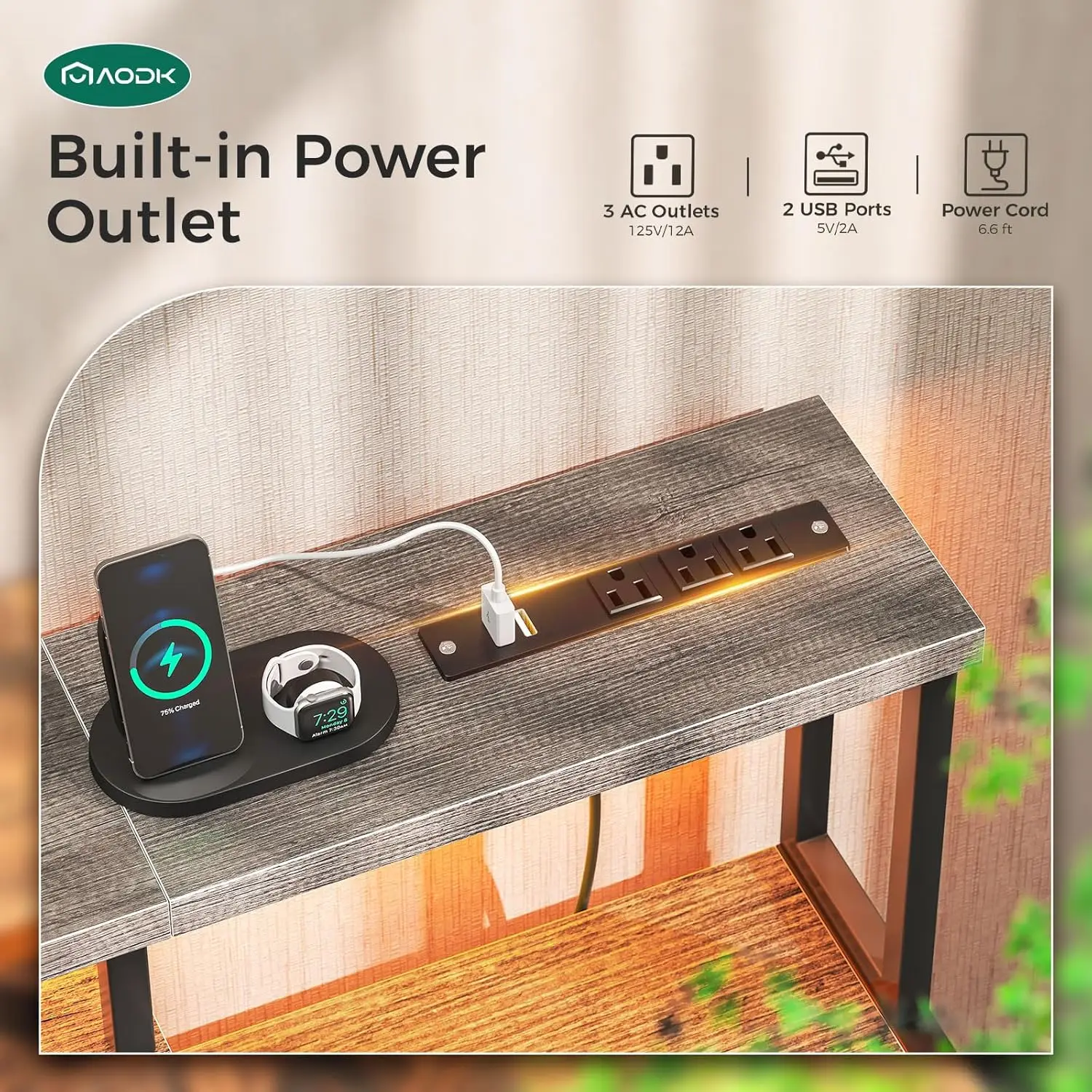 Computer Desk, 48 Inch Gaming Desk with Led Lights & Power Outlet, Office Desk with Printer Storage Shelves, Reversible Desk wit