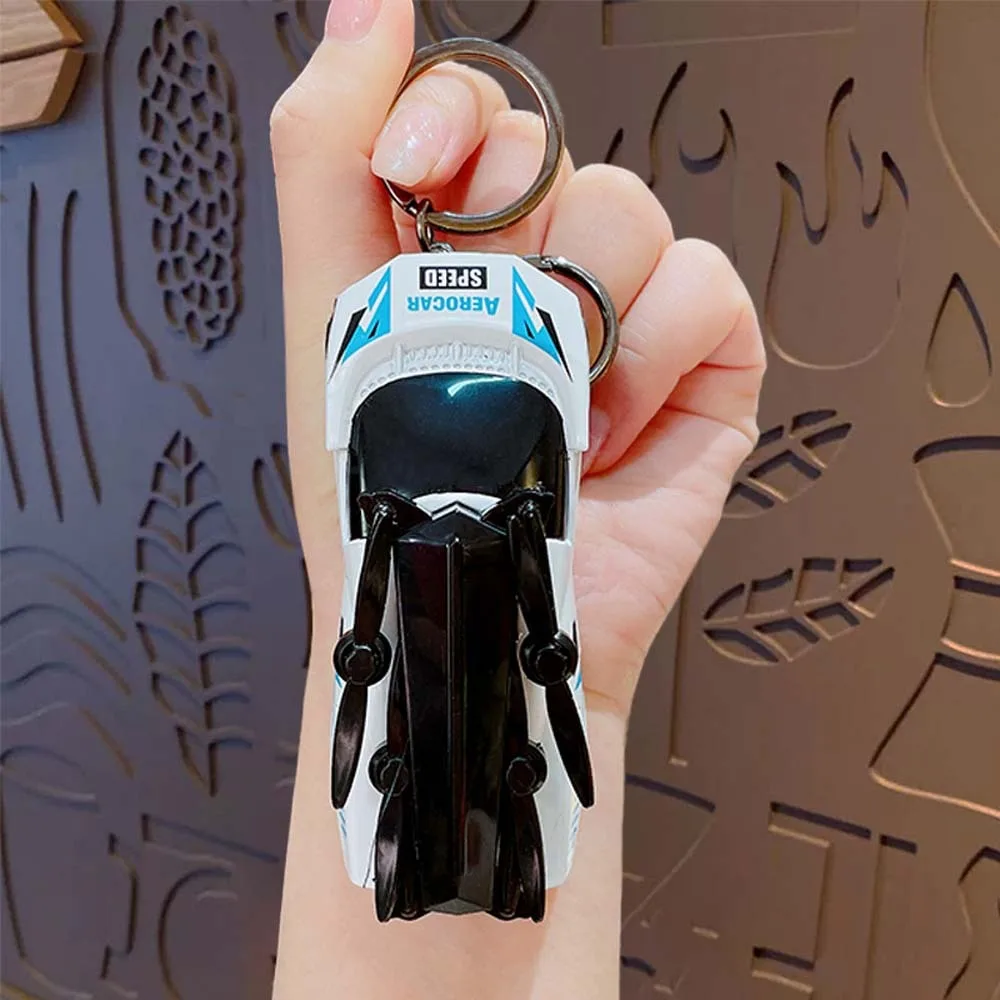 

2pcs/set Waterproof Run Cool Model Car Pendant Cute Foldable Mini Acrylic Car Keychain Aircraft Decoration Anti-lost