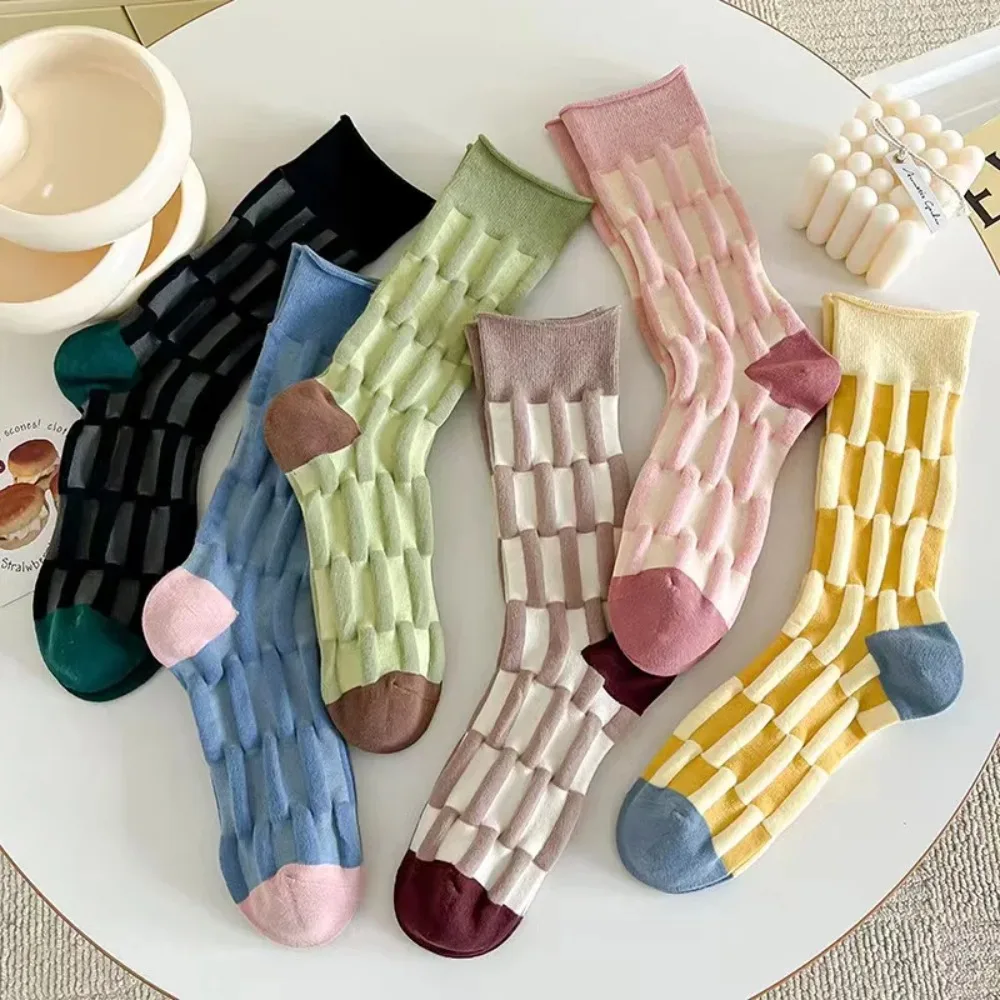 女の子のためのハラジュクプローンミッドチューブソックス、洋服メッシュ、コットン、クッキーソックス、春、夏