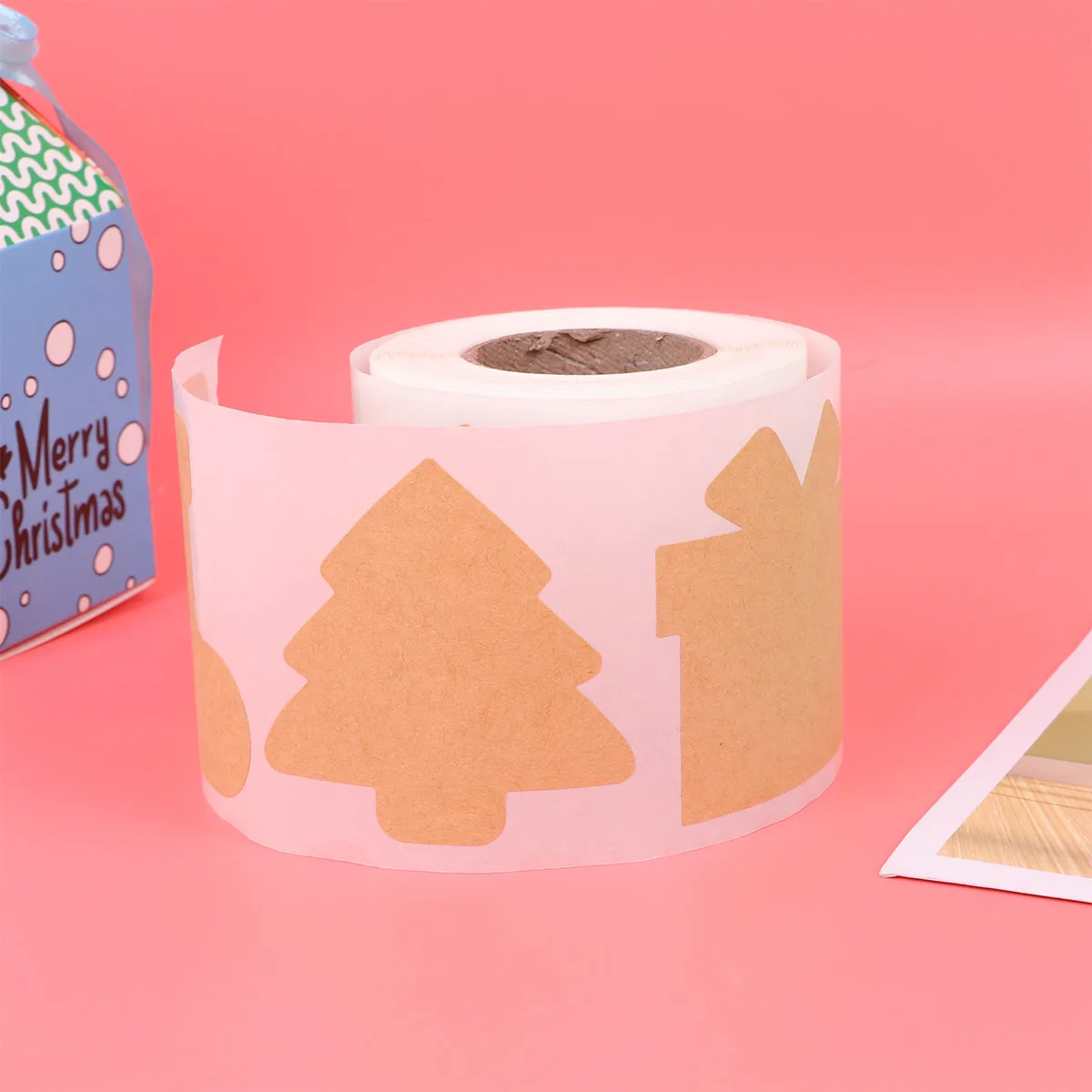 Christmas Kraft Label Stickers 300 Pcs Gift Packaging Seals for Holiday Wrapping Scrapbook Party Decor