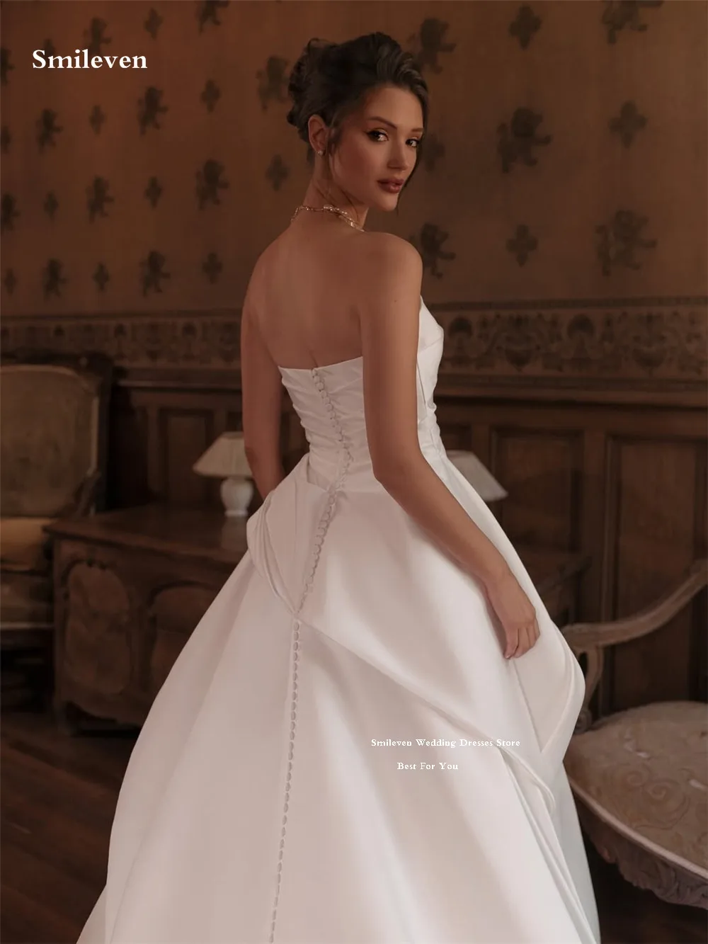 Smileven فساتين زفاف أنيقة وناعمة بدون حمالات على شكل حرف A فساتين العروس 2026 اتجاهات فساتين زفاف فيستدو دي نوفيا مخصصة