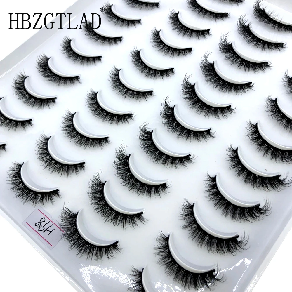 New 20 pairs fluffy faux mink eyelashes natural long false eyelash extension handmade volume 3d lashes makeup faux cils cilios