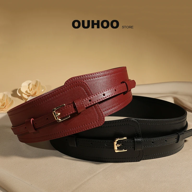

Simple Width Belt for Women Vintage Wide Leather Waistband Genuine Leather Waist Belt Fashion Wide Belts