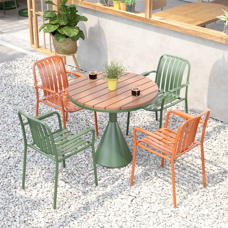 Open-air balcony, iron made of iron, small round table, courtyard garden, outdoor table, Internet celebrity store