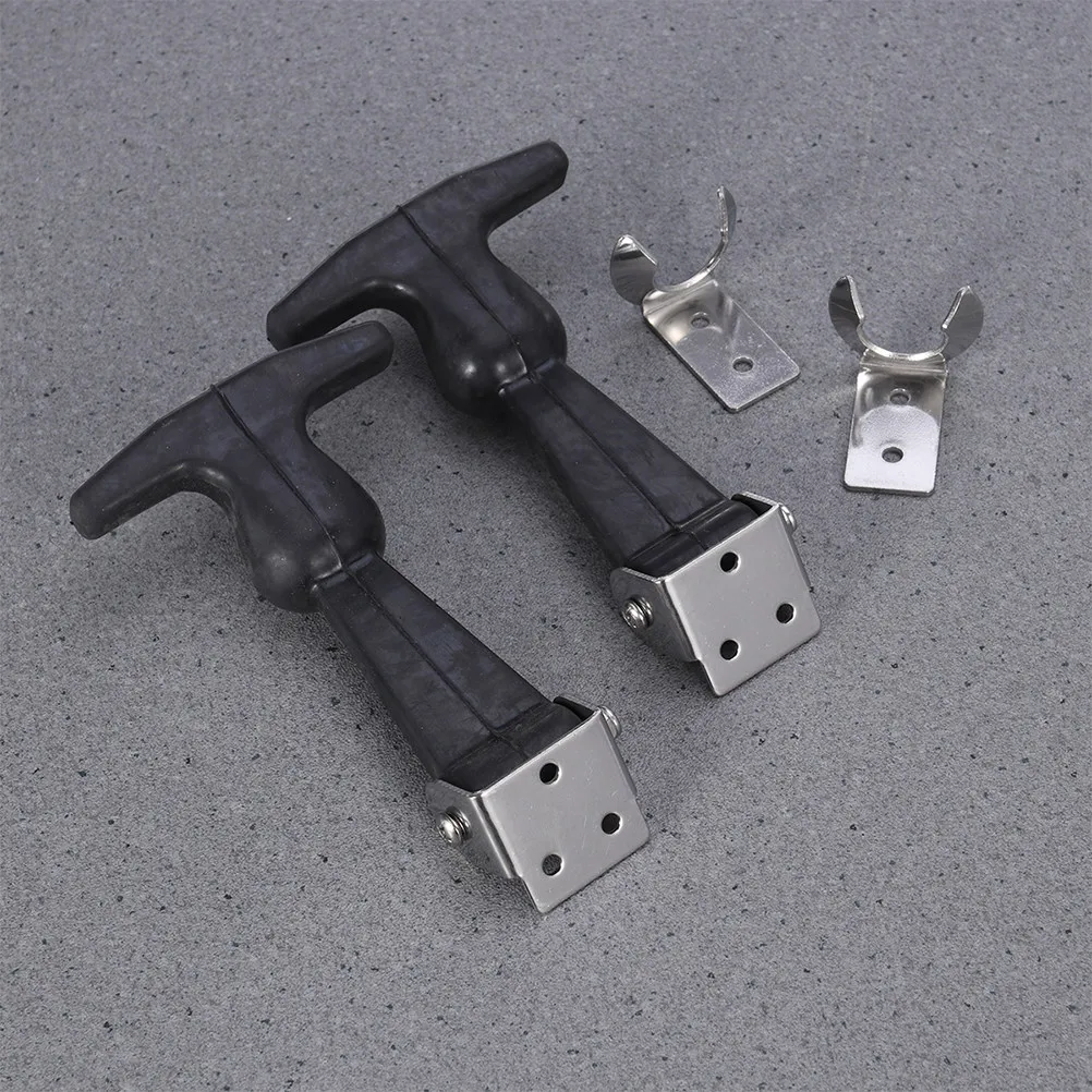 1Pcs Stainless Steel Flexible Handle Draw Latch Curved Comfortable Grip Non-Corrosive Rubber Door Tool Box Cart Hasp Vibration