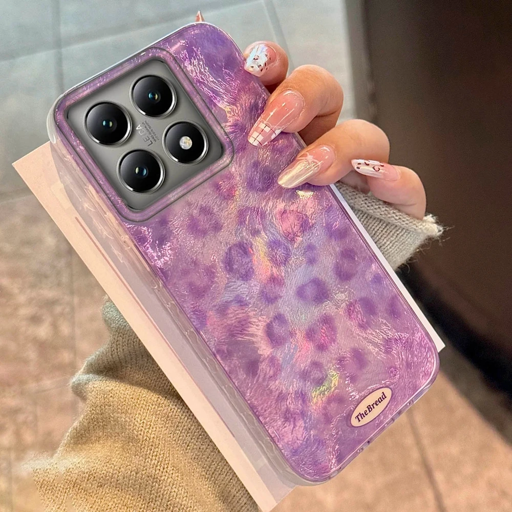 

Luxury Purple Leopard Print Glacier Texture Girls Women Phone Case For Xiaomi 14T 13T Pro 11 Lite 5G NE Shockproof Cover