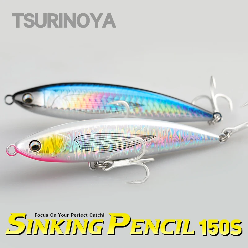 

Воблер TSURINOYA Ocean SW Sinking Pencil ASTRA 150S для джиггинга, 5.9 дюйма, 75 г, с проволочным креплением, 5X крючок, для ловли тунца GT в открытом море.