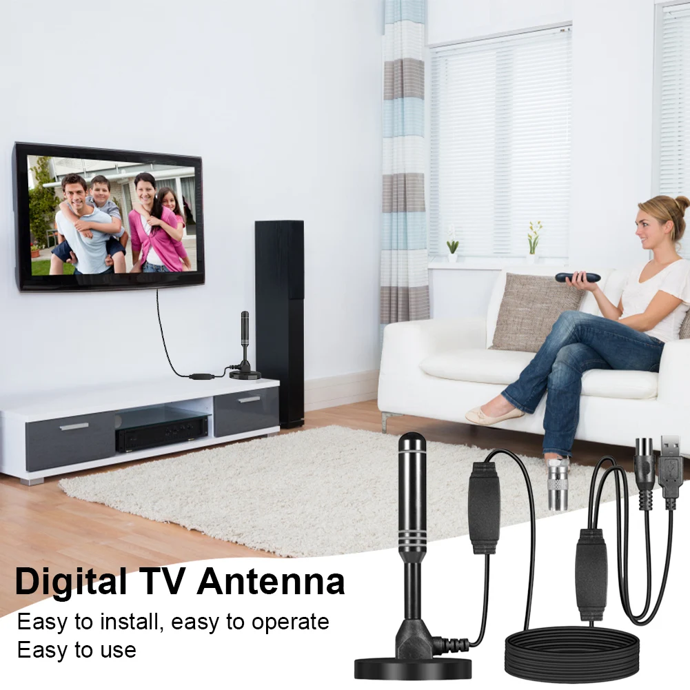 5-1pc TV Antenna 10m/5m/3m Coax Cable Digital TV Antenna DVB-T DVB-T2 DAB Indoor Outdoor Digital HD Freeview Aerial for Smart TV