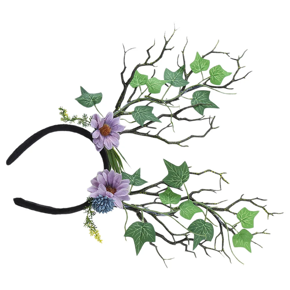 Xmas Party Hair Accessory Head Band Simulated Flower Headband Headdress Decorate Tree Branch