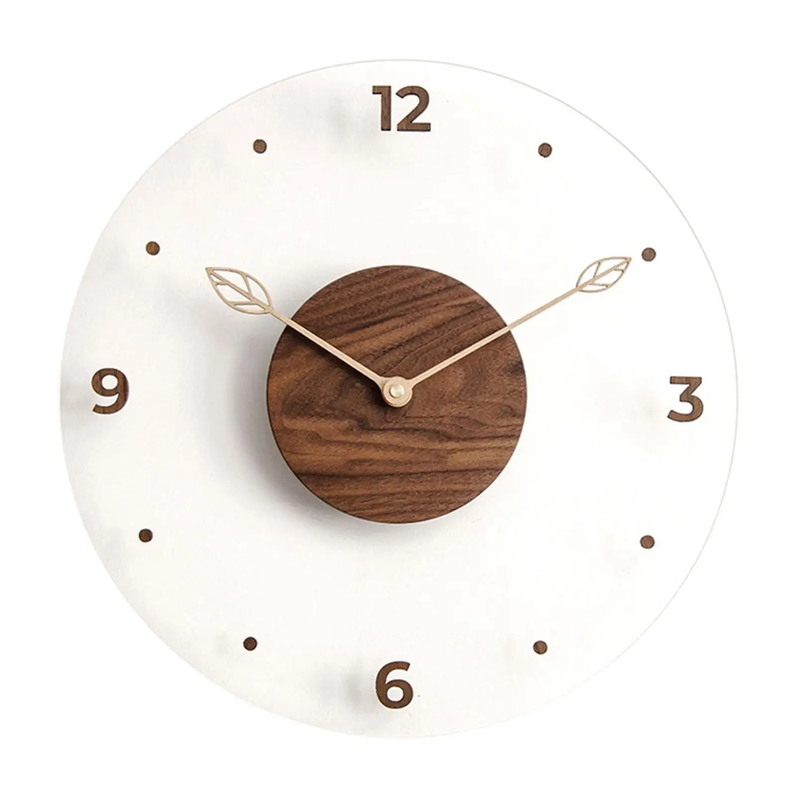Silent Wall Clock for Living Room Decor 12 Inch Round Modern Wood Frame Battery Operated Hanging Clock for Kitchen Office