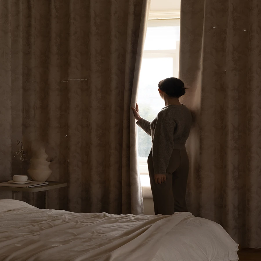 ضوء القهوة الكشمير الجاكار الغابات المطيرة نبات تعتيم ستائر غرفة النوم ، غرفة المعيشة الحرارية معزول غرفة سواد الستائر #6