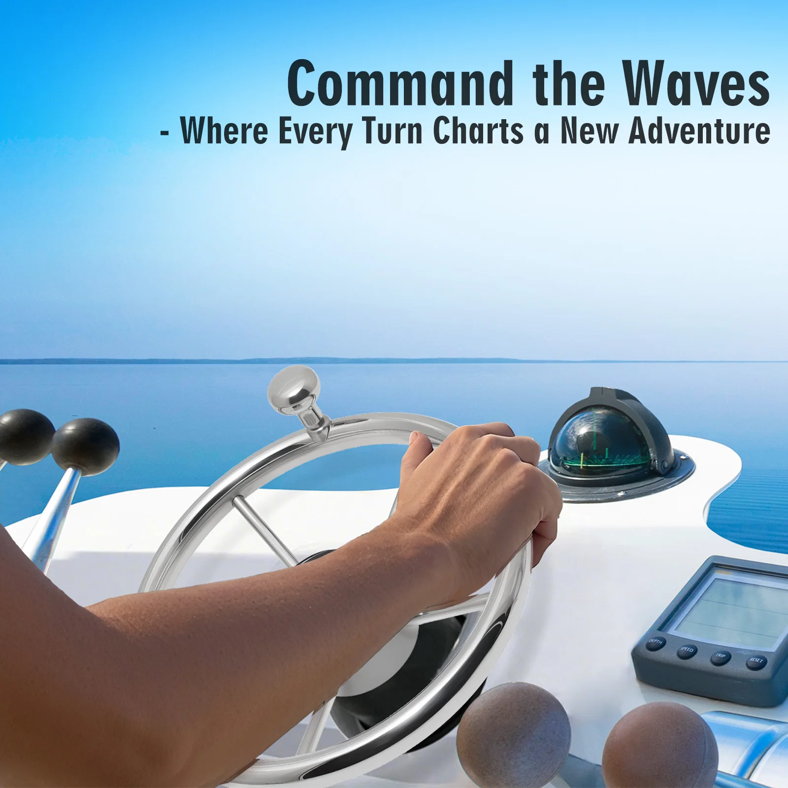 11Inch Stainless Steel Steering Wheel Mirror Polished Yacht with Control Knob 5 Spoke Destroyer For Yacht Boat Accessories